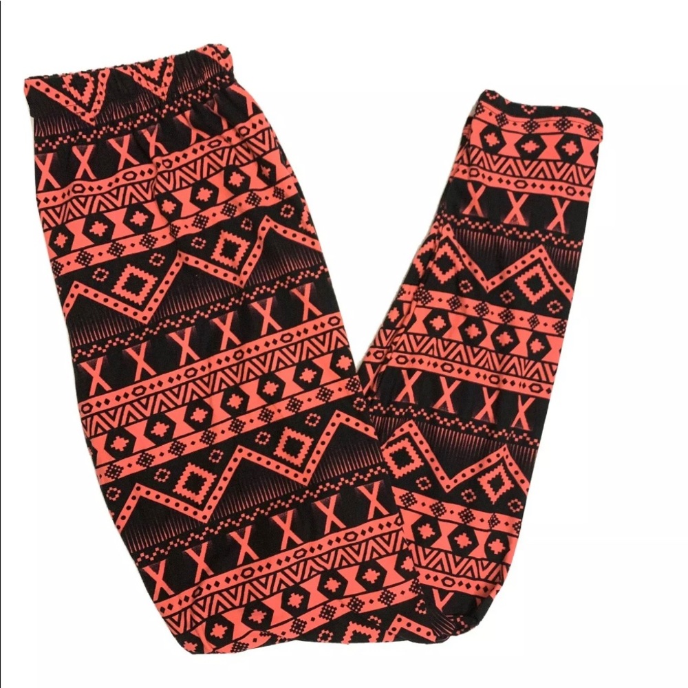 New pink and black Aztec design leggings plus size